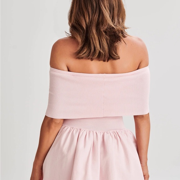 MESHKI LYDIA Off Shoulder Knit Mini Dress - Fairy Floss Pink - Picture 4 of 6